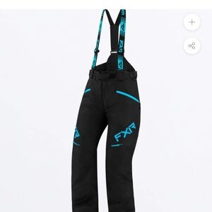 FXR Women's Black Ski/ Snowmobile Bib Pants with Teal Accents